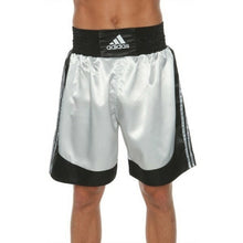 Load image into Gallery viewer, Adidas Martial Arts Adult Black Silver MMA Muay Thai &amp; Boxing Shorts ADISMB03 RDA
