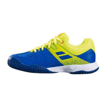 Load image into Gallery viewer, Babolat Pulsion All Court &amp; Indoor Kids &amp; Women Yellow Blue Handball Volleyball Tennis Shoes
