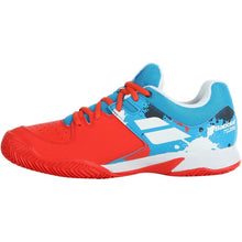 Load image into Gallery viewer, Babolat Pulsion All Court Junior Tomato Red Blue Aster Tennis Shoes
