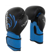 Load image into Gallery viewer, Kango Martial Arts Unisex Adult Blue Black Leather Boxing Gloves WS
