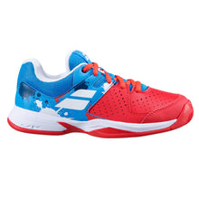 Load image into Gallery viewer, Babolat Pulsion All Court Junior &amp; Ladies Tomato Red Blue Aster Tennis &amp; Padel Shoes
