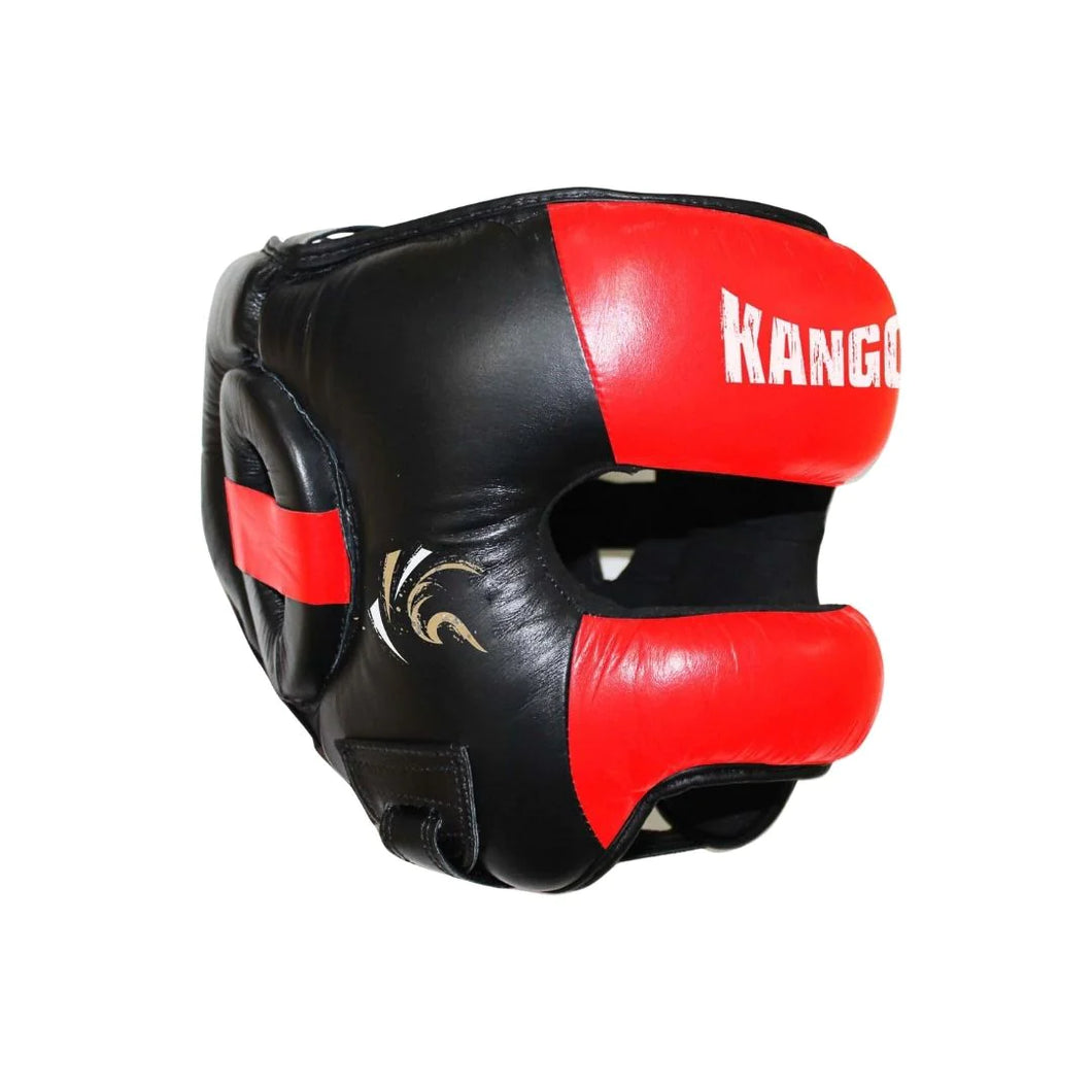 Kango Martial Arts Unisex Adult Red Black Leather Head Guard WS